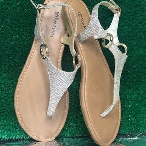 Glitter Tan Strap Sandals